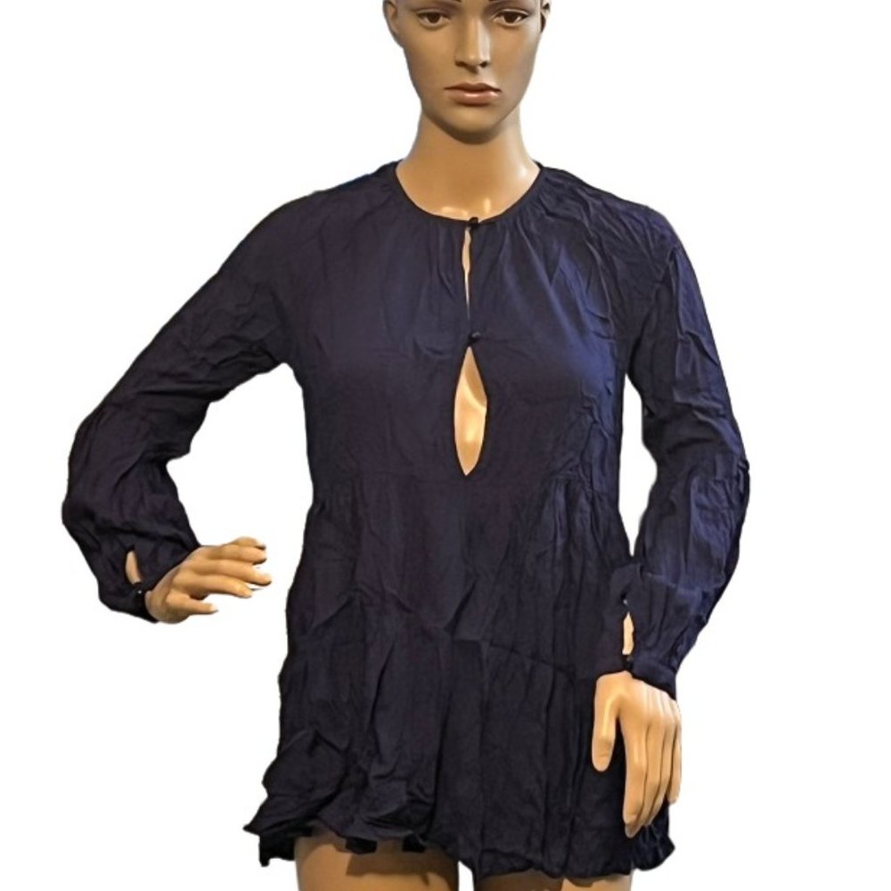 Long Sleeve Tunic Navy Blue Size S